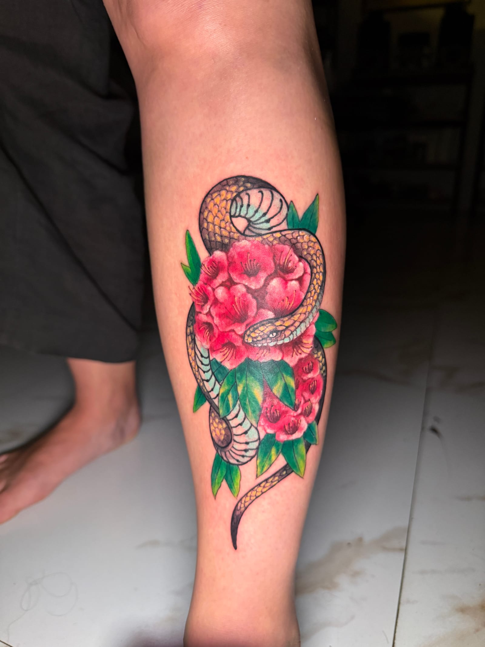 Custom color tattoo work from Anands Tattoo, offered alongside piercing services in Pokhara