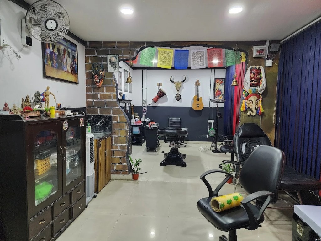 Inside Anands Tattoo studio in Lakeside, Pokhara